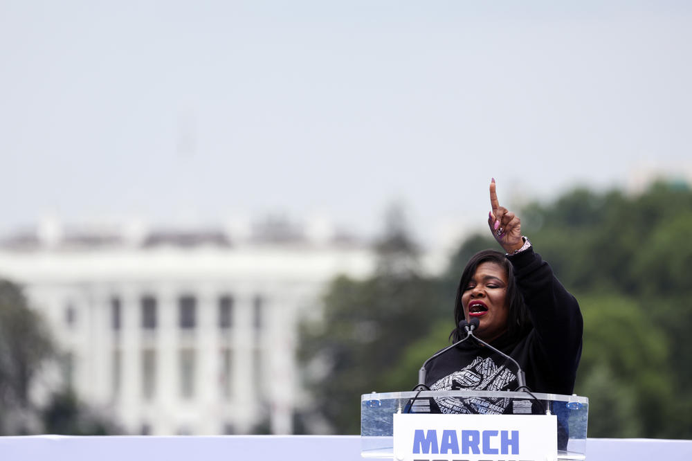 Washington, D.C.: U.S. Rep. Cori Bush (D-MO) speaks during a March for Our Lives rally.