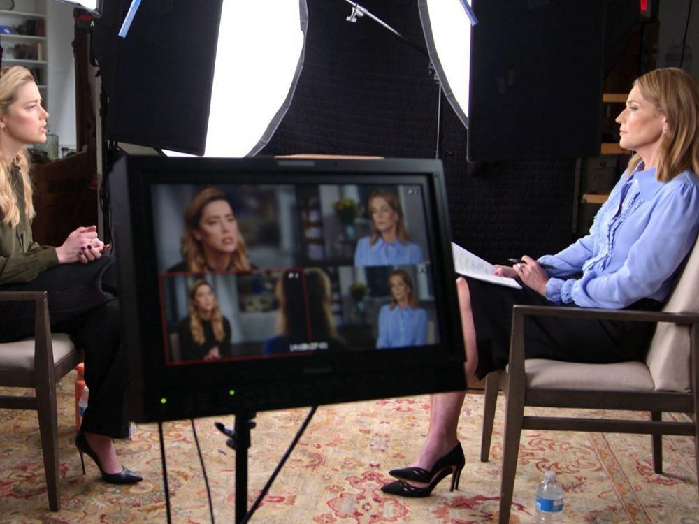 Journalist Savannah Guthrie, right, during an exclusive interview with actor Amber Heard.