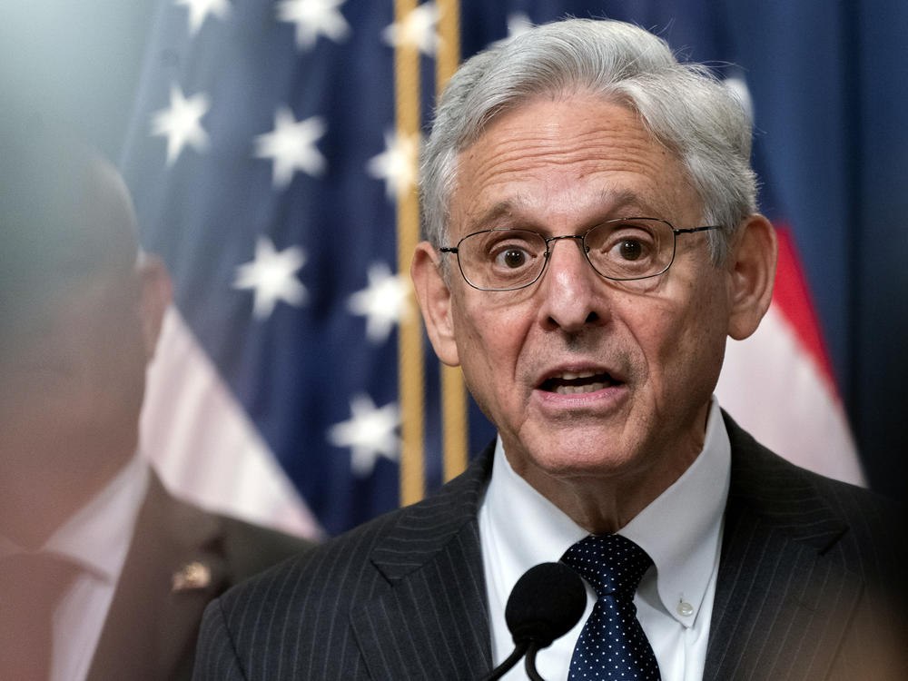 Attorney General Merrick Garland attends a news conference at the Department of Justice, Monday, June 13, 2022 in Washington.