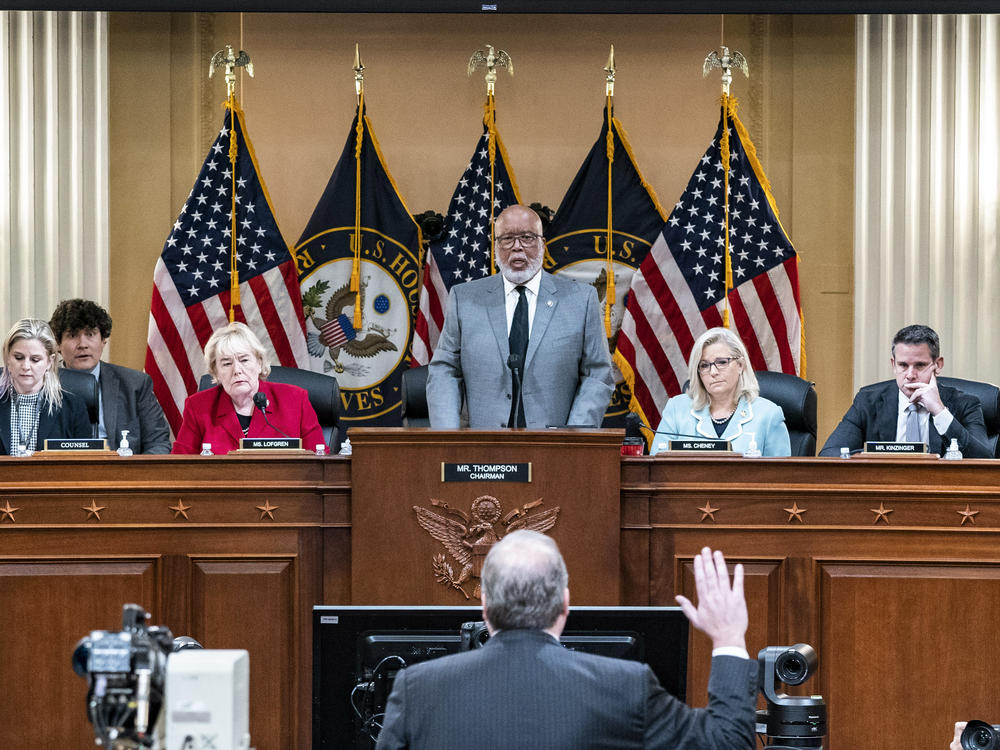 Former Fox News digital politics editor Chris Stirewalt is sworn in to testify as the House select committee investigating the Jan. 6 attack on the Capitol continues hearings in Washington on Monday.