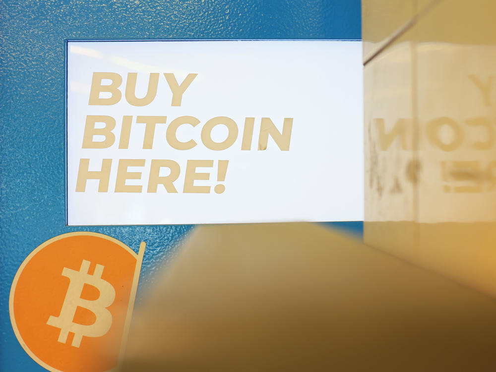 A Bitcoin ATM is seen at a subway station in Brooklyn Heights, New York City, on Monday. Cryptocurrencies such as Bitcoin are slumping as part of big falls across all kinds of markets.