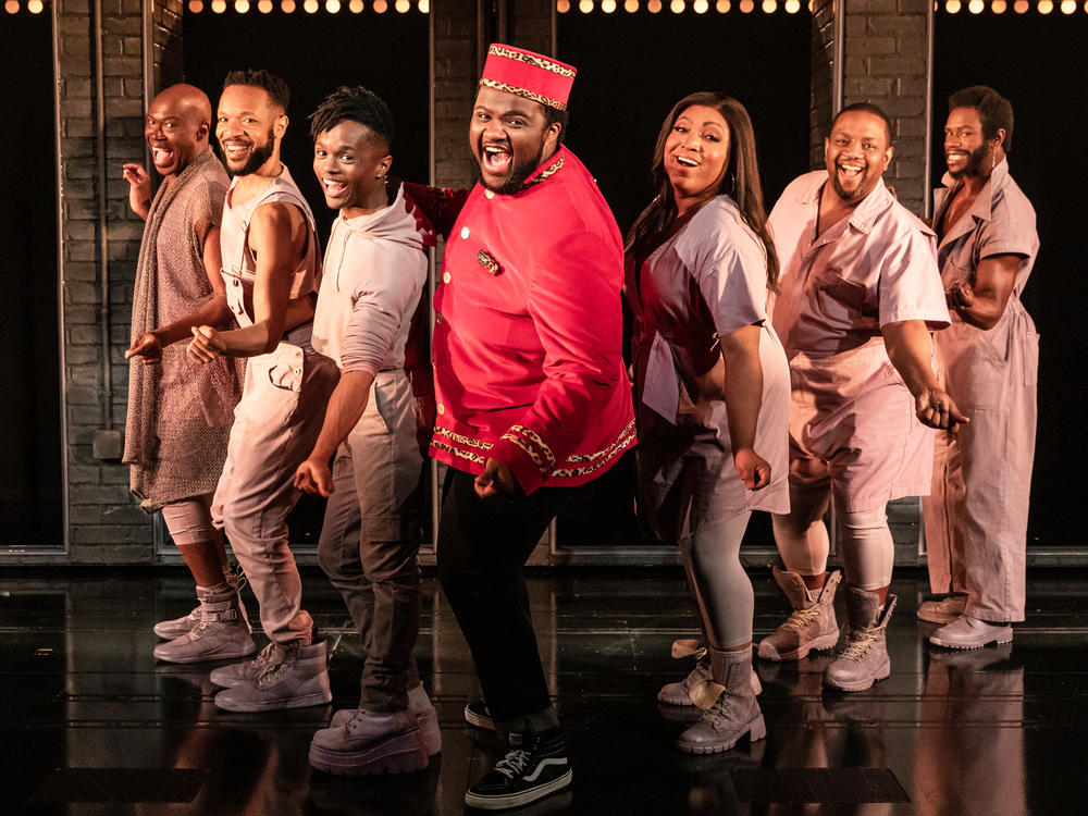 Jaquel Spivey (center) stars as Usher in <em>A Strange Loop</em>, which was named Best Musical at the 2022 Tony Awards.