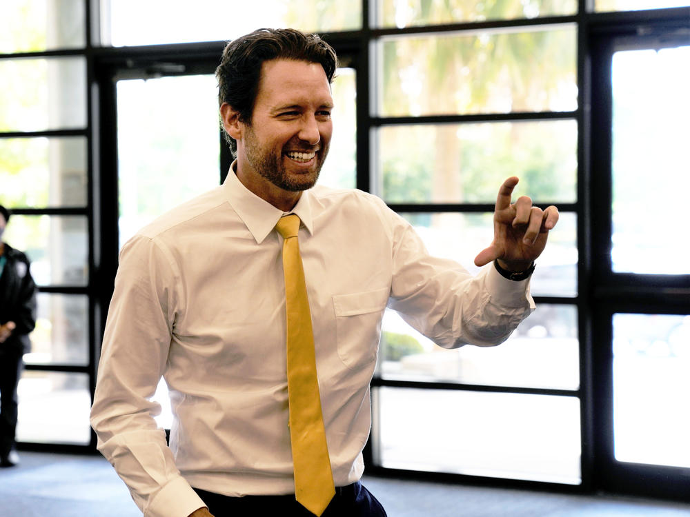 Former U.S. Rep. Joe Cunningham arrives at a debate for Democrats seeking their party's nomination in South Carolina's governor's race on Friday, June 10, 2022, in Columbia, S.C.