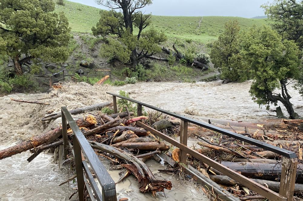 Washed-out bridge at Rescue Creek.