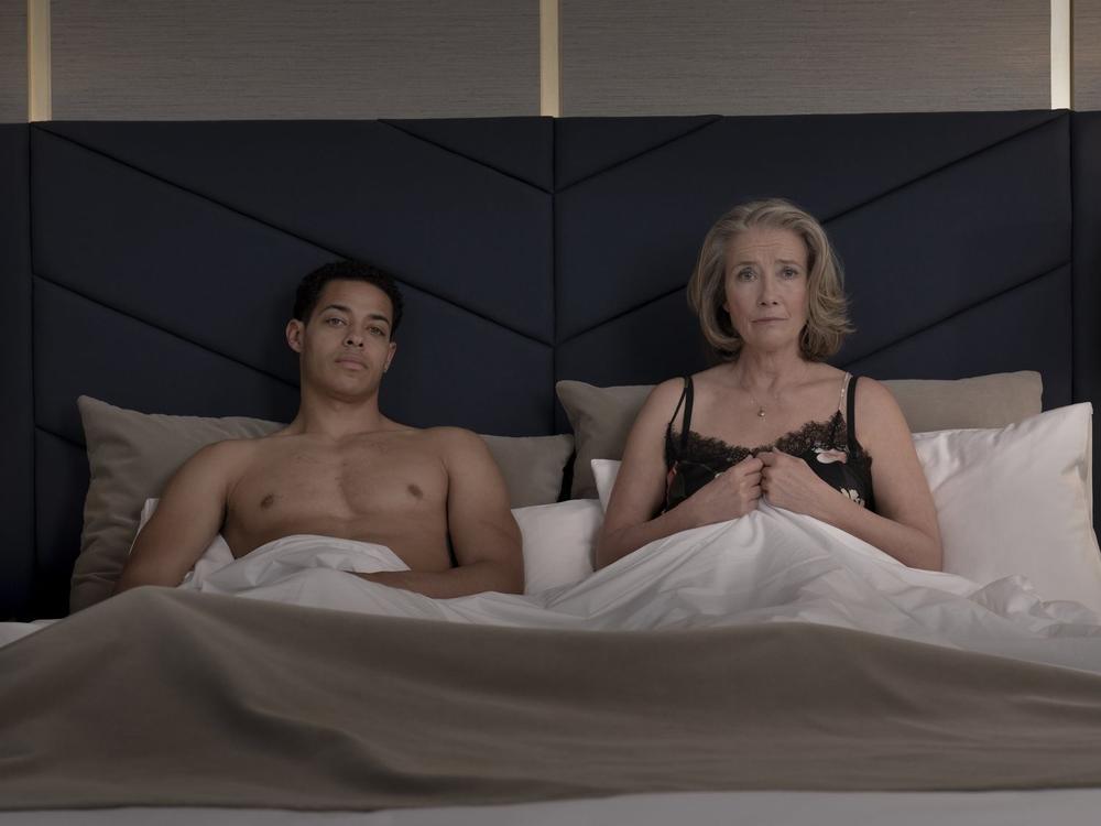 Daryl McCormack plays a sex worker, and Emma Thompson is a retired schoolteacher in the Hulu film, <em>Good Luck to You, Leo Grande.</em>