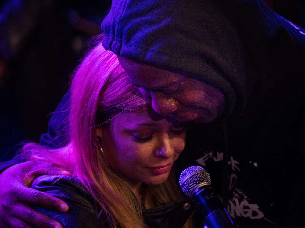 Meghan Stabile, photographed onstage with Robert Glasper during Winter Jazzfest 2020.