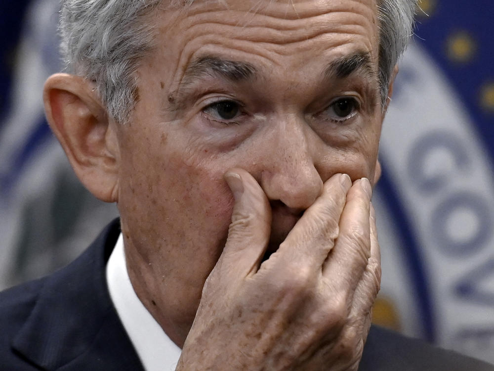 Federal Reserve Chair Jerome Powell looks on after taking the oath of office for his second term at the helm of the central bank at the Fed's headquarters in Washington, D.C., on May 23. The Fed raised interest rates by three-quarters of a percentage point on Wednesday.