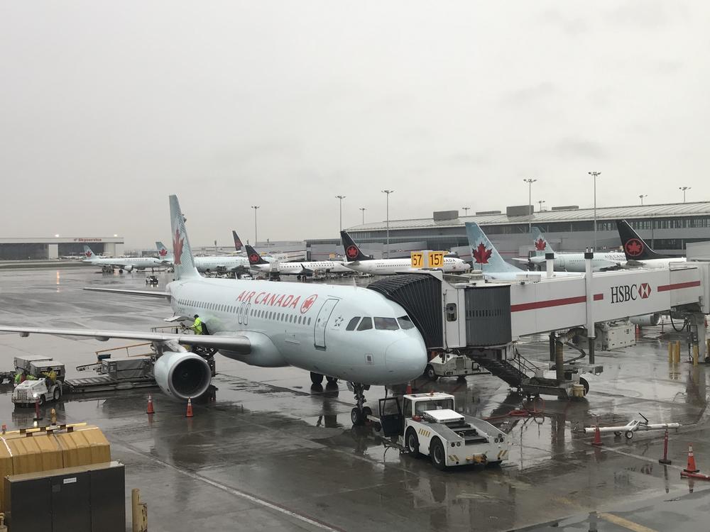 An Air Canada jet at Toronto Pearson International Airport in Toronto.