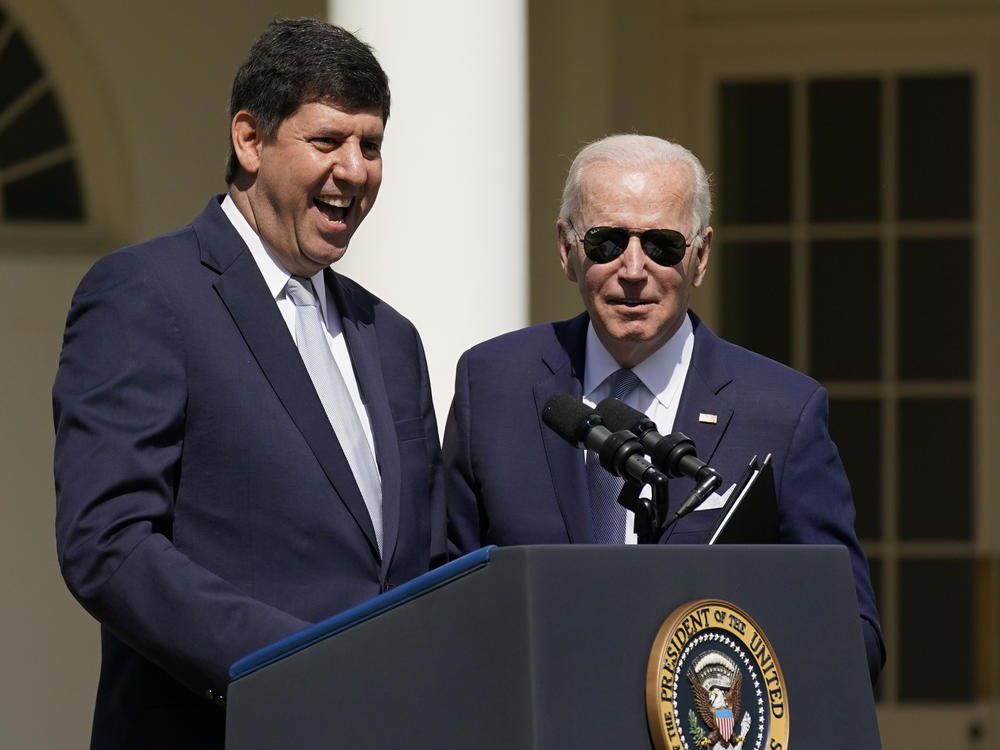 President Biden's nominee to lead the Bureau of Alcohol, Tobacco, Firearms and Explosives, Steve Dettelbach speaks during an event in the Rose Garden of the White House on April 11.