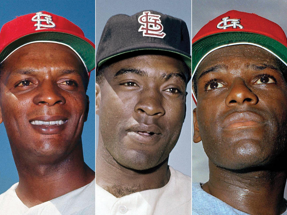 (L-R) Curt Flood, Bill White, Bob Gibson