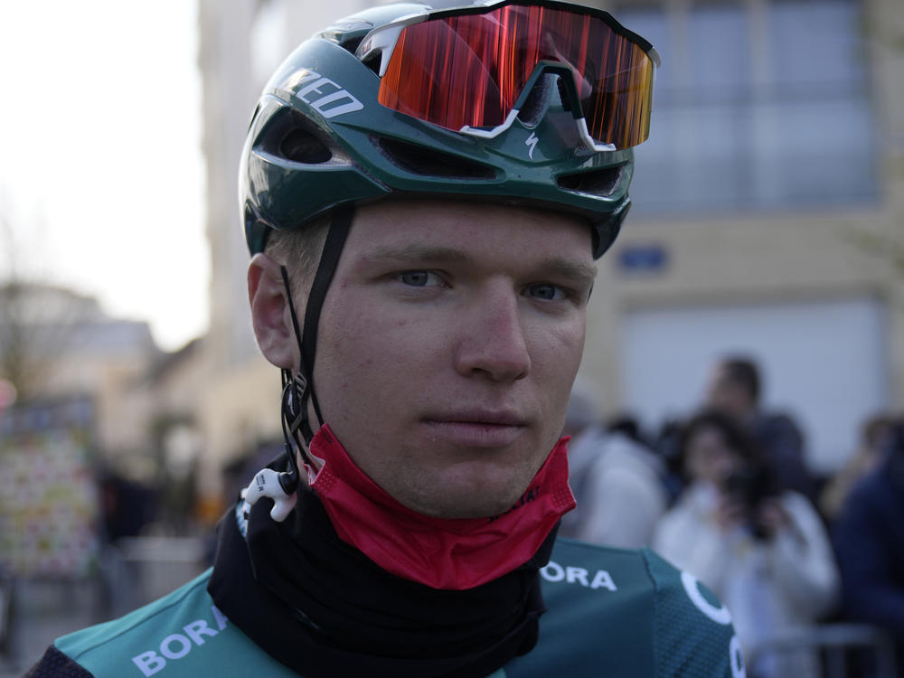 Cyclist Aleksandr Vlasov was leading the Tour de Suisse before a positive coronavirus test forced him to abandon the race — a fate shared by many other riders. Vlasov is seen here in March, at the Paris-Nice race.