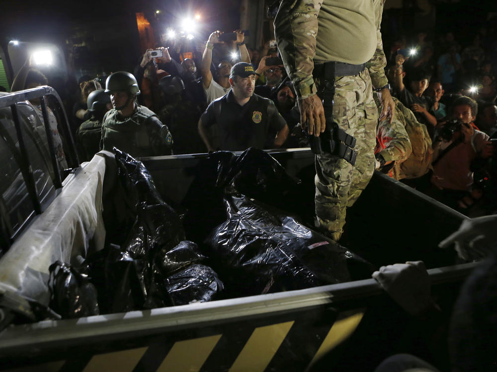 Recovered human remains are seen in a police vehicle after being found during a search for Indigenous expert Bruno Pereira of Brazil and freelance reporter Dom Phillips of Britain, in Atalaia do Norte, Amazonas state, Brazil on Wednesday.
