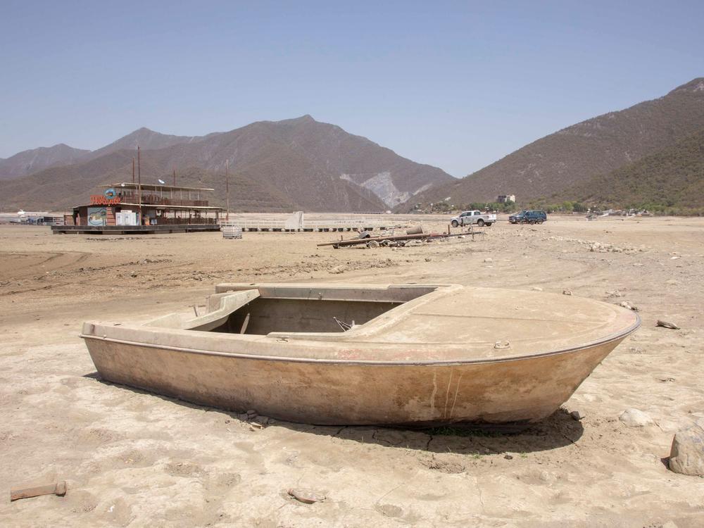 This is the view of La Boca dam in Santiago, Mexico in March. The lack of rain has reduced the dam capacity to 10%, the lowest in the last 40 years.