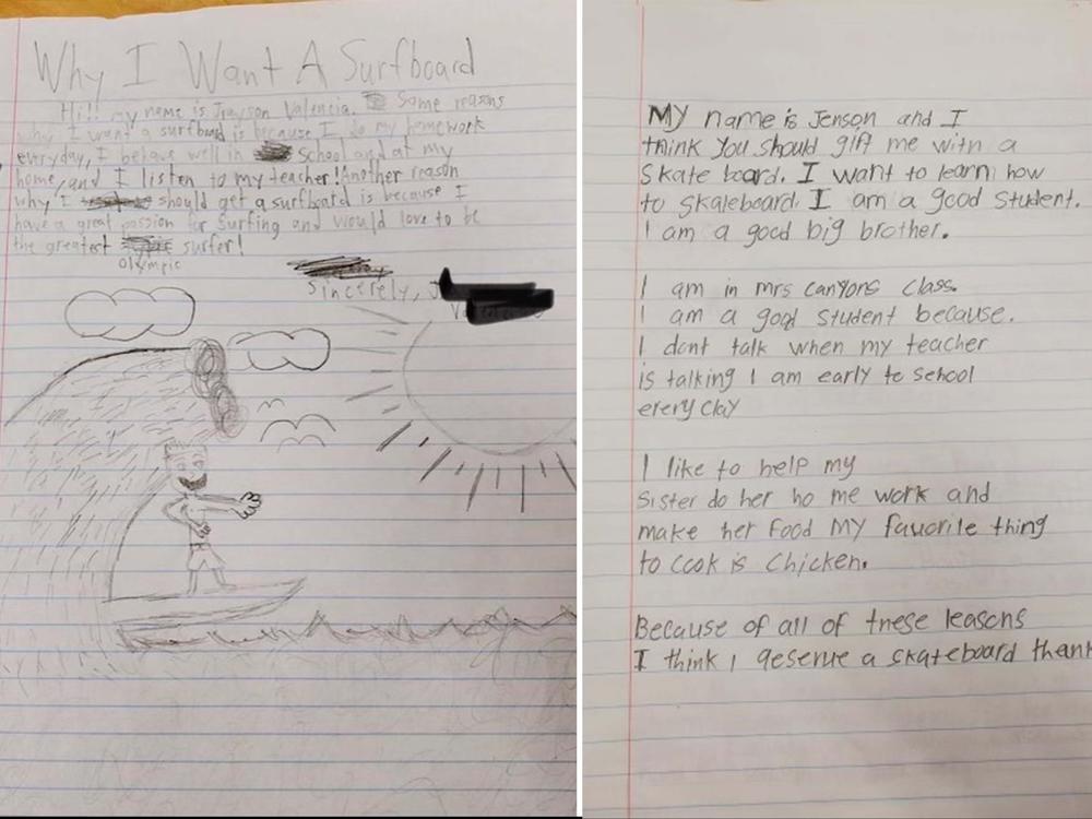 Students on the Hawaiian island of Oahu wrote short essays about why they should be given a surfboard or skateboard.