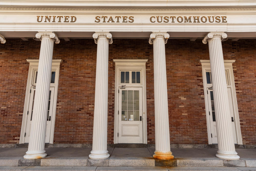 A scene at The United States Customs House and Court House.