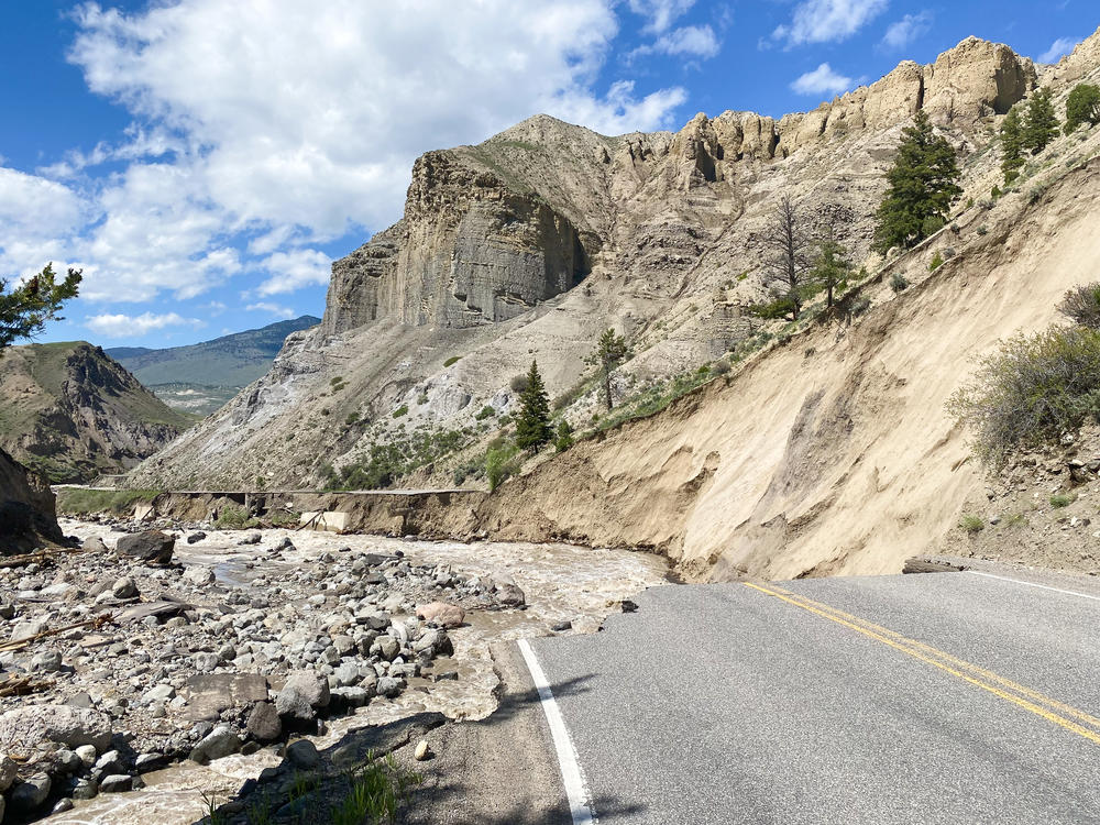 Yellowstone's North Entrance Road was washed out by flooding.