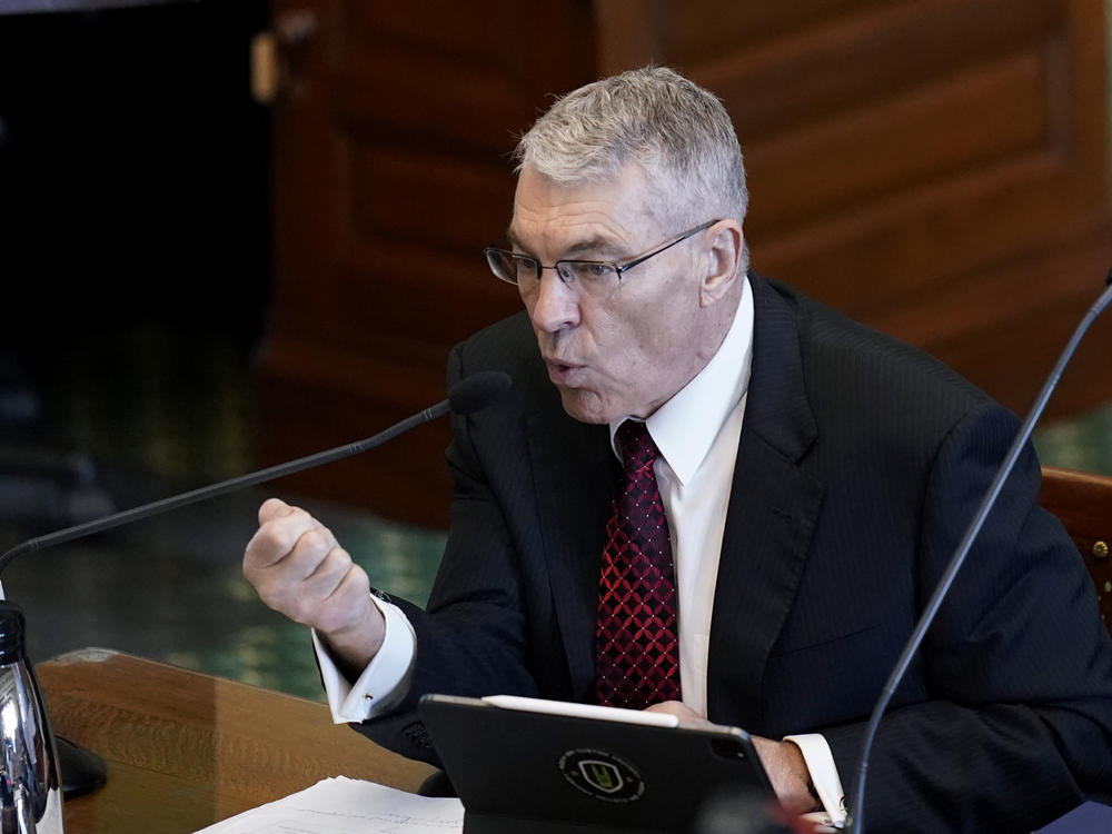 Texas Department of Public Safety Director Steve McCraw testifies at a Texas Senate hearing about the Robb Elementary School shooting at the state capitol on Tuesday, June 21, 2022, in Austin, Texas.