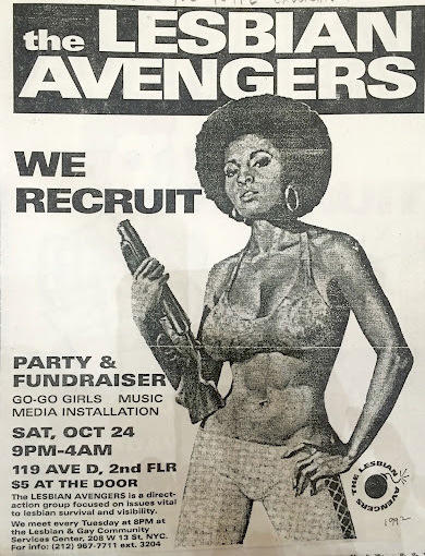 A flyer designed by Carrie Moyer, collection of the Lesbian Herstory Archives.