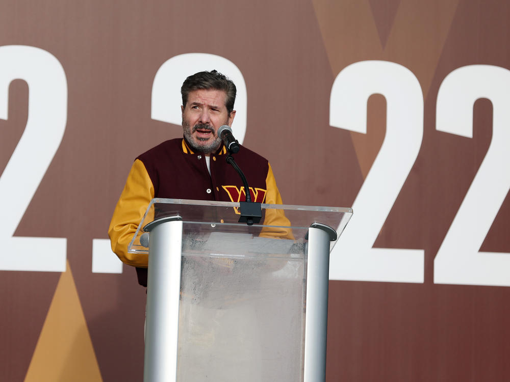 Washington Commanders owner Daniel Snyder, seen here during the announcement of the team's name change, did not appear before during a hearing before the House Committee on Oversight and Reform on Wednesday.