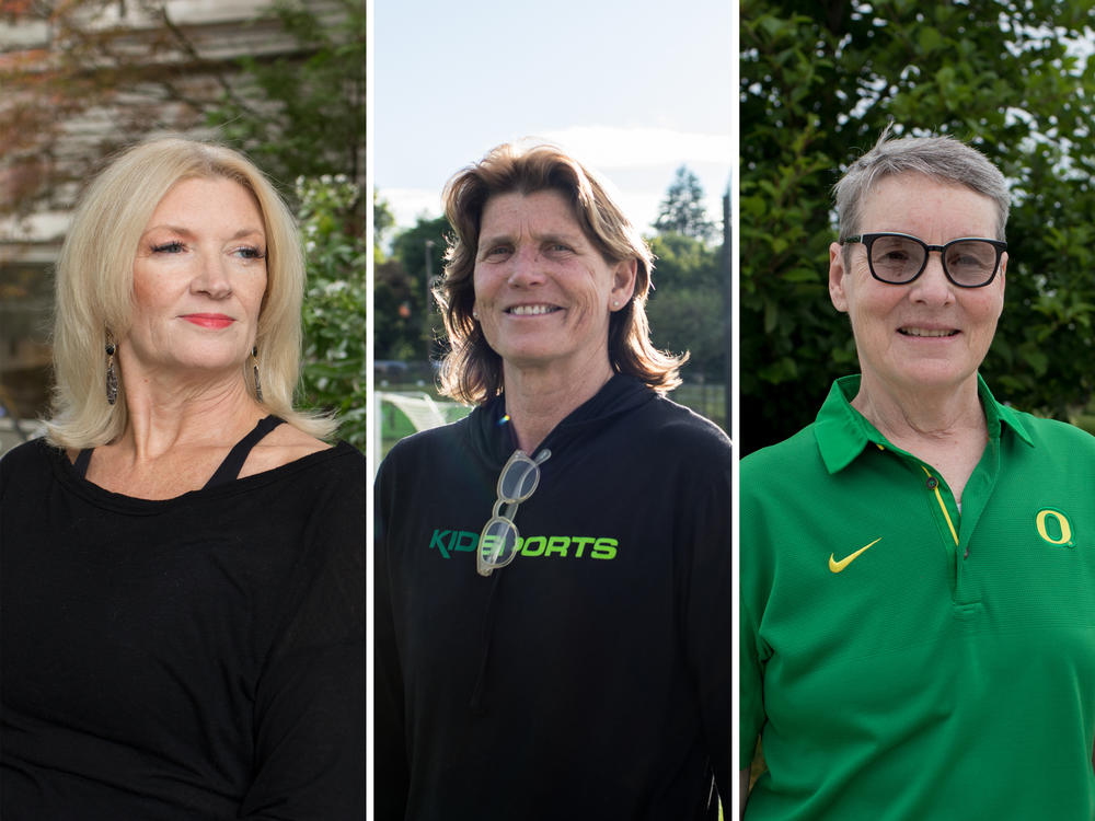 Jody Runge (left), Bev Smith, Peg Rees and Becky Sisley are four women who fought to make college sports change at the University of Oregon after Title IX banned discrimination based on sex in educational institutions fifty years ago.