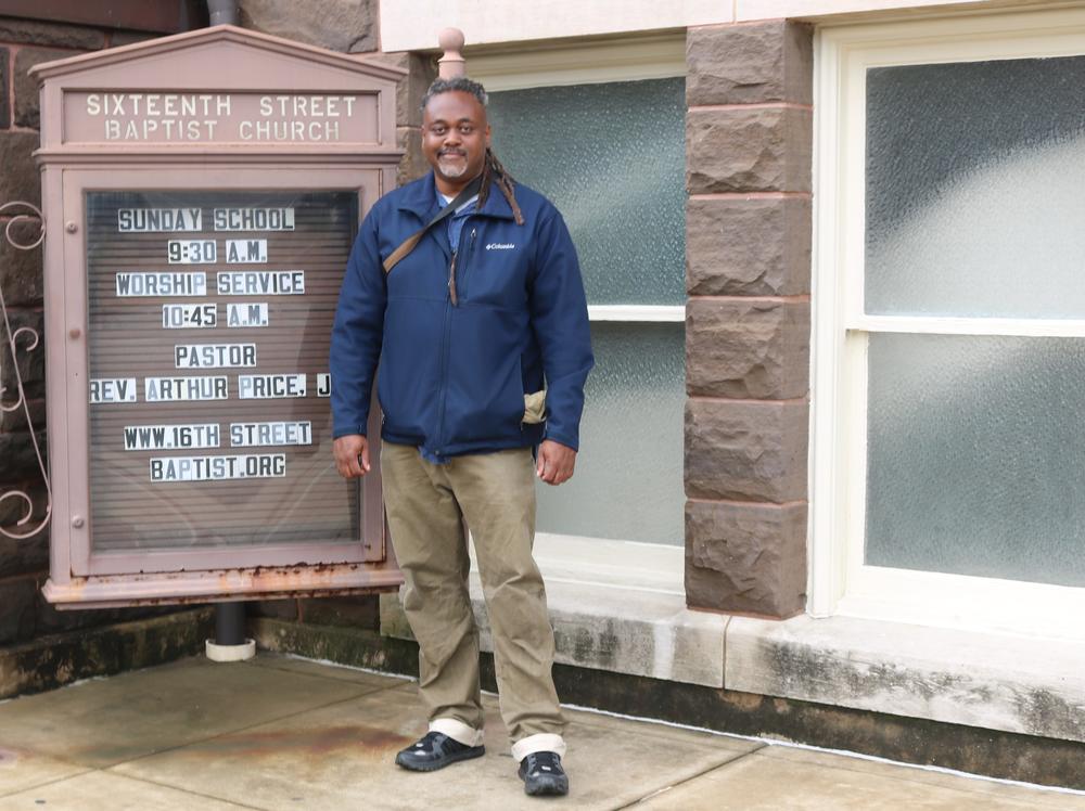 Alan Spears at 16th Street Baptist Church in Birmingham, Ala, where a Klan bombing in 1963 killed four young Black girls. 