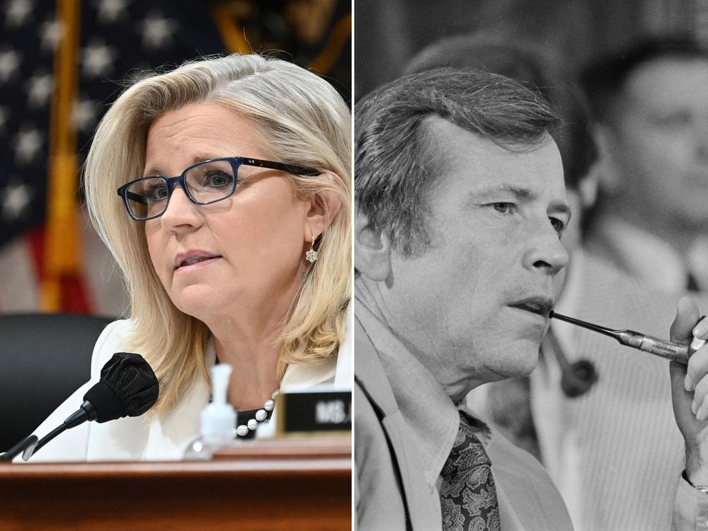 Rep. Liz Cheney has stepped into the role played by Republican Sen. Howard Baker of Tennessee in the Watergate hearings, speaking for that portion of her party willing to hear the facts and make an independent judgment, Ron Elving writes.