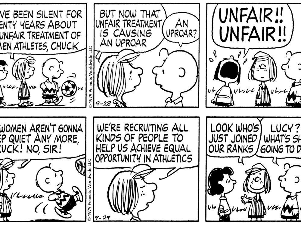 The <em>Peanuts</em> characters reminded readers of the importance of Title IX at a moment when many schools and athletic programs were resistant to it.