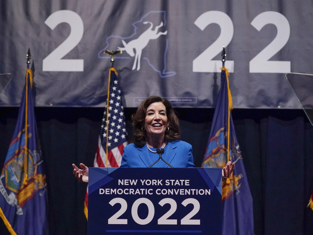 New York Gov. Kathy Hochul speaks during the New York State Democratic Convention.