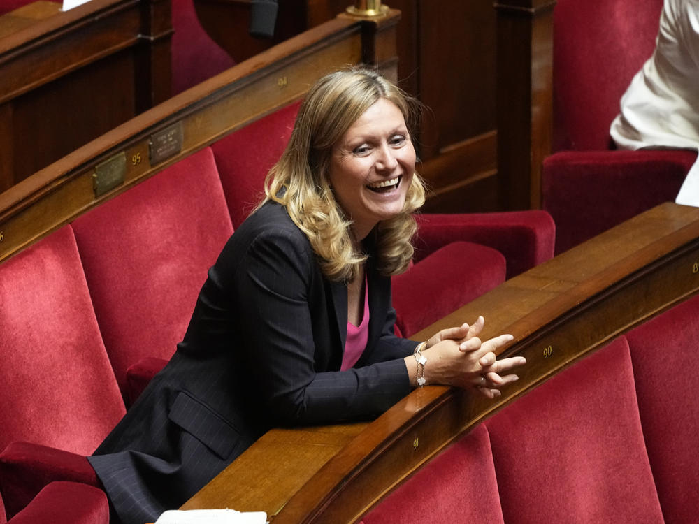 Yaël Braun-Pivet, a member of the centrist alliance Ensemble (Together) smiles at the National Assembly, Tuesday, June 28, 2022 in Paris.