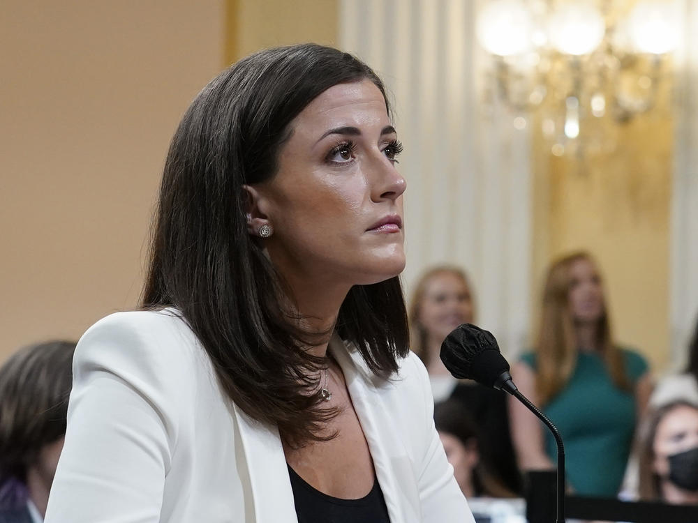 Cassidy Hutchinson, former aide to Trump White House chief of staff Mark Meadows, testifies as the House select committee investigating the Jan. 6 attack on the U.S. Capitol in Washington on Tuesday.