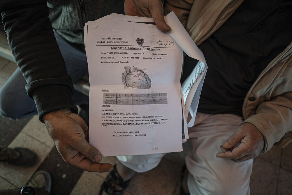 A document shows the medical condition of cardiac patient Yousef Al-Kurd.