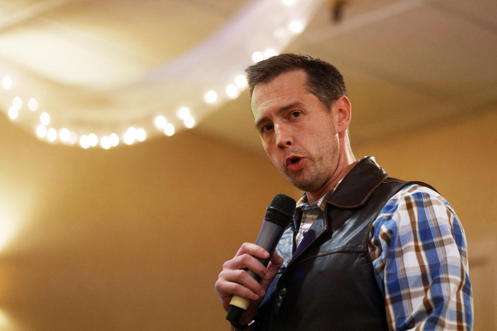 Seth Keshel speaks at a New Hampshire election security seminar presented by the New Hampshire Voter Integrity Group in Manchester, N.H., on Nov. 19, 2021. Seth Keshel, a retired U.S. Army captain, has worked to challenge the results of the 2020 presidential election.