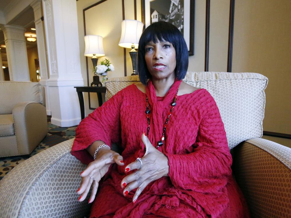 Deborah Watts speaks on Aug. 27, 2015 in Jackson, Miss. about the slaying of her cousin, Emmett Till.