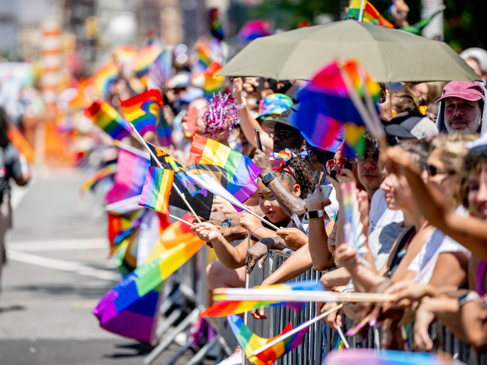 People attend the 2022 New York City Pride Parade.