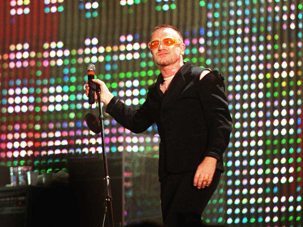 Bono on stage at the start of U2's 