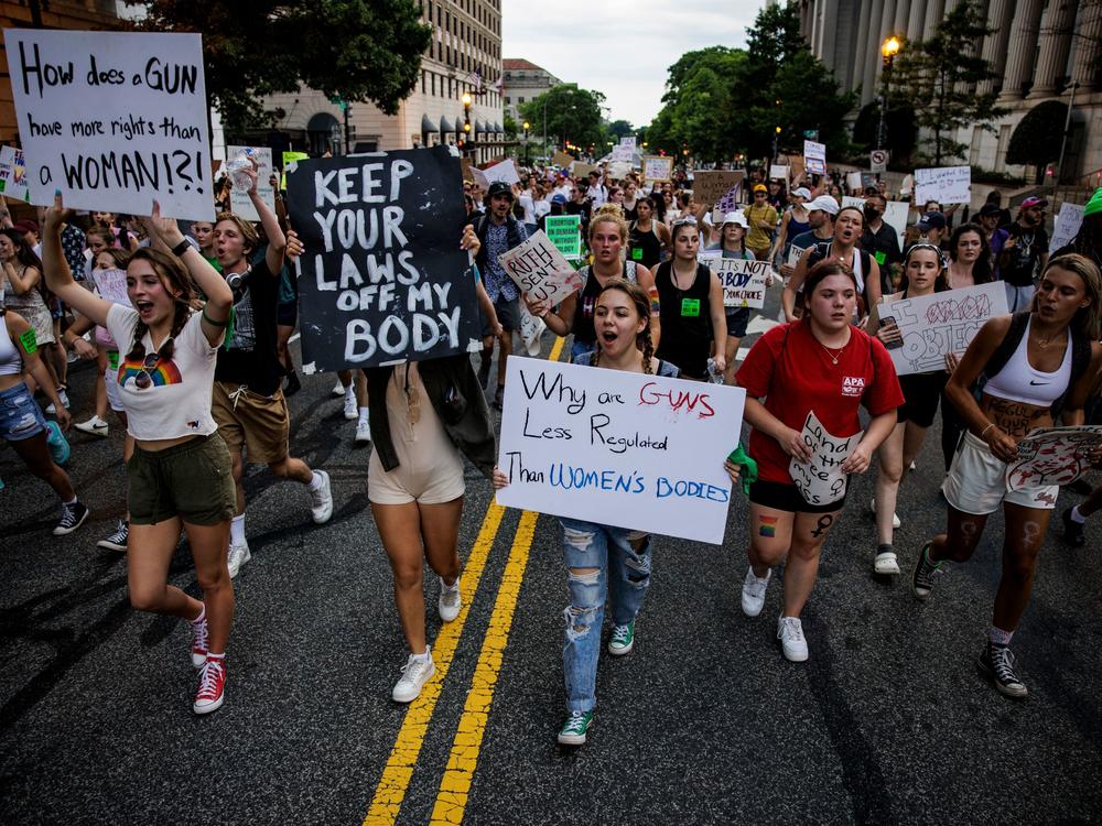 Abortion rights activists protest in Washington, DC, on June 26, 2022, two days after the US Supreme Court scrapped half-century constitutional protections for the procedure.