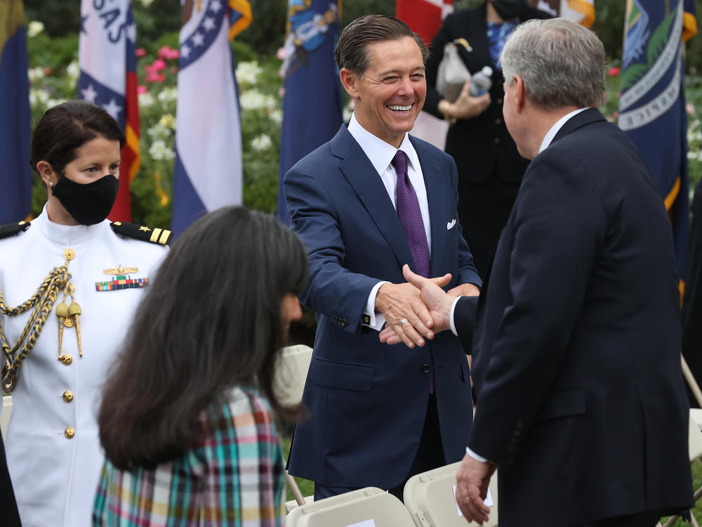 Faith and Freedom Coalition founder Ralph Reed at the White House on Sept. 26, 2020, after President Donald Trump introduced Amy Coney Barrett as his nominee to the Supreme Court. It secured a 6-3 conservative majority on the Court and fulfilled a key promise Trump made to white evangelical voters in 2016, when Reed became a political ally.