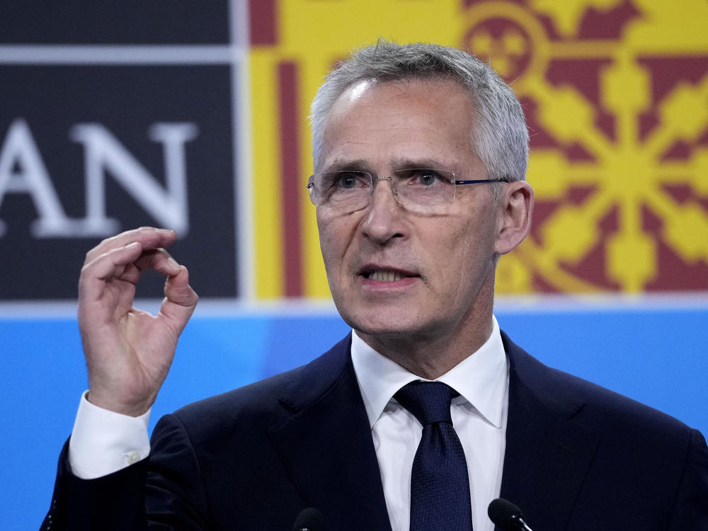 NATO Secretary General Jens Stoltenberg speaks during a media conference at the end of a NATO summit in Madrid, Spain on Thursday, June 30, 2022.