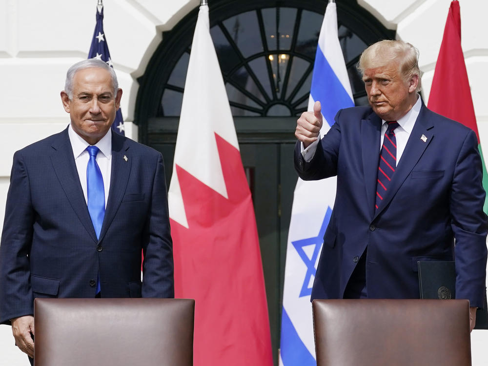 Former President Donald Trump and former Israeli Prime Minister Benjamin Netanyahu at a signing ceremony for the Abraham Accords on Sept. 15, 2020.