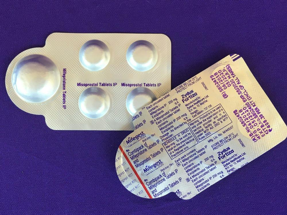 Plan C shows a combination pack of mifepristone and misoprostol tablets, two medicines used together, also called the abortion pill.