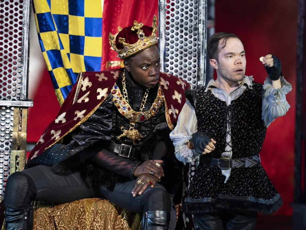 Danai Gurira and Matthew August Jeffers in the Free Shakespeare in the Park production of Richard III.
