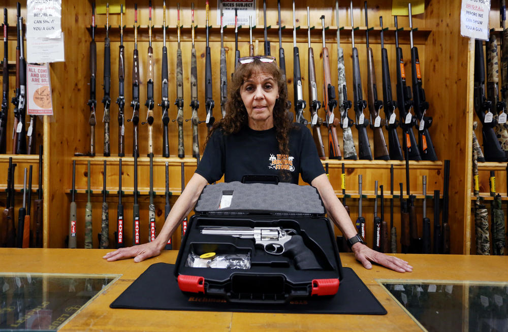 Jen Lavigne, co-owner of That Hunting Store, with a Ruger GP100, on June 3, in Ottawa, Canada. Canadians rushed to buy handguns after Prime Minister Justin Trudeau announced on May 30 a proposed freeze on sales in the wake of recent mass shootings in the U.S. 