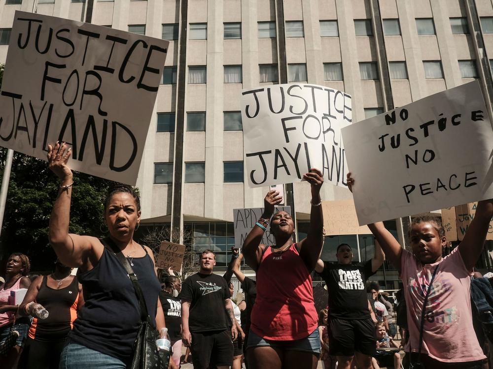 Demonstrators hold 