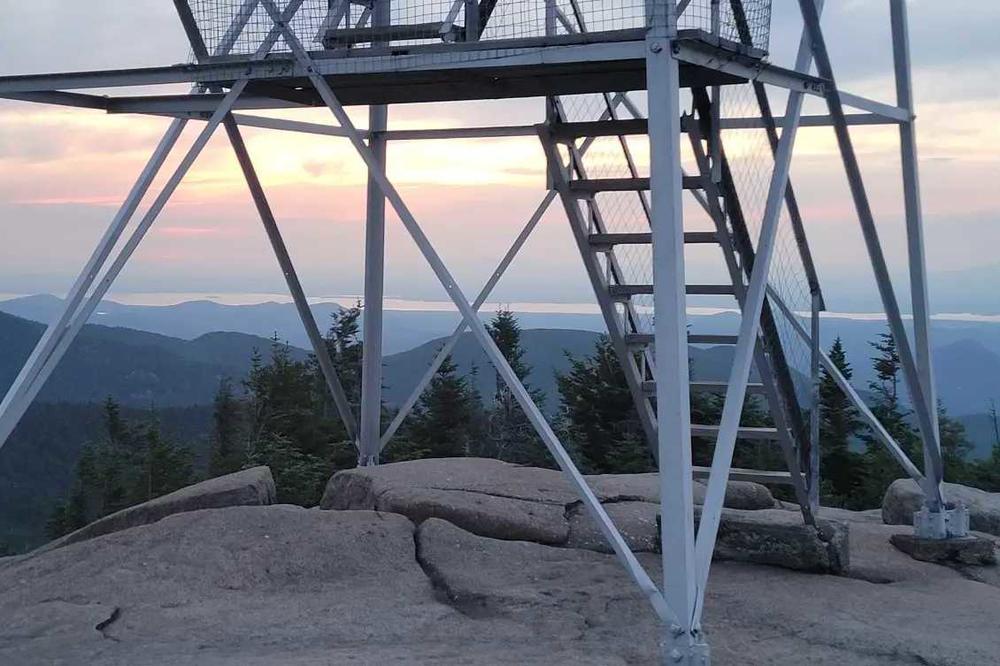 Fire towers offer remarkable vantage points for viewing the wilderness.  From Hurricane Mountain you can see the Adirondacks and the distant Green Mountains of Vermont.
