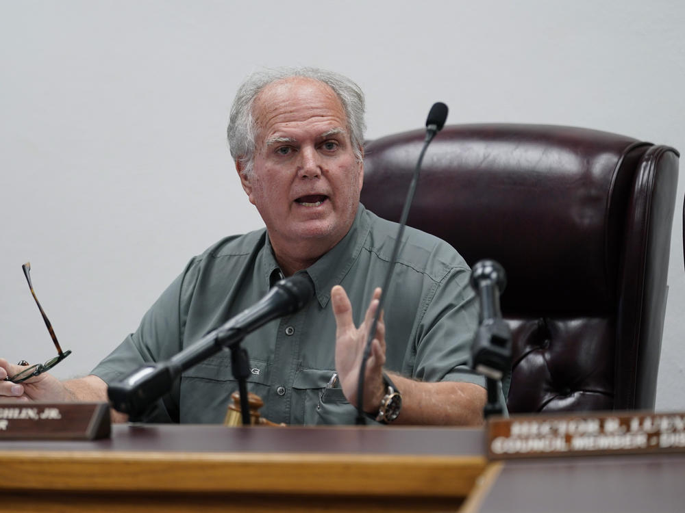 Uvalde Mayor Don McLaughlin speaks during a special emergency city council meeting on Thursday. McLaughlin on Friday disputed a new report alleging missed chances to end the massacre at Robb Elementary School.