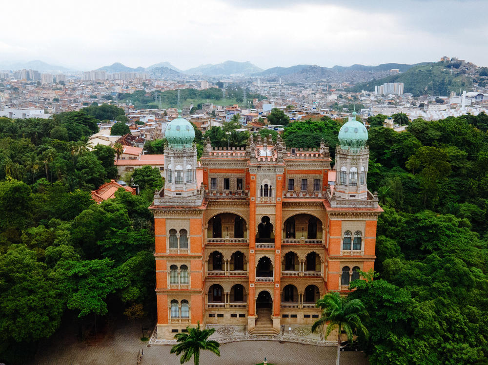A view of the castle that is a signature building on the campus of Brazil's premier agency for vaccine research and development — the BioManguinhos Fiocruz Foundation. Staff scientist Patricia Neves says the institute's nature comes with an advantage: 