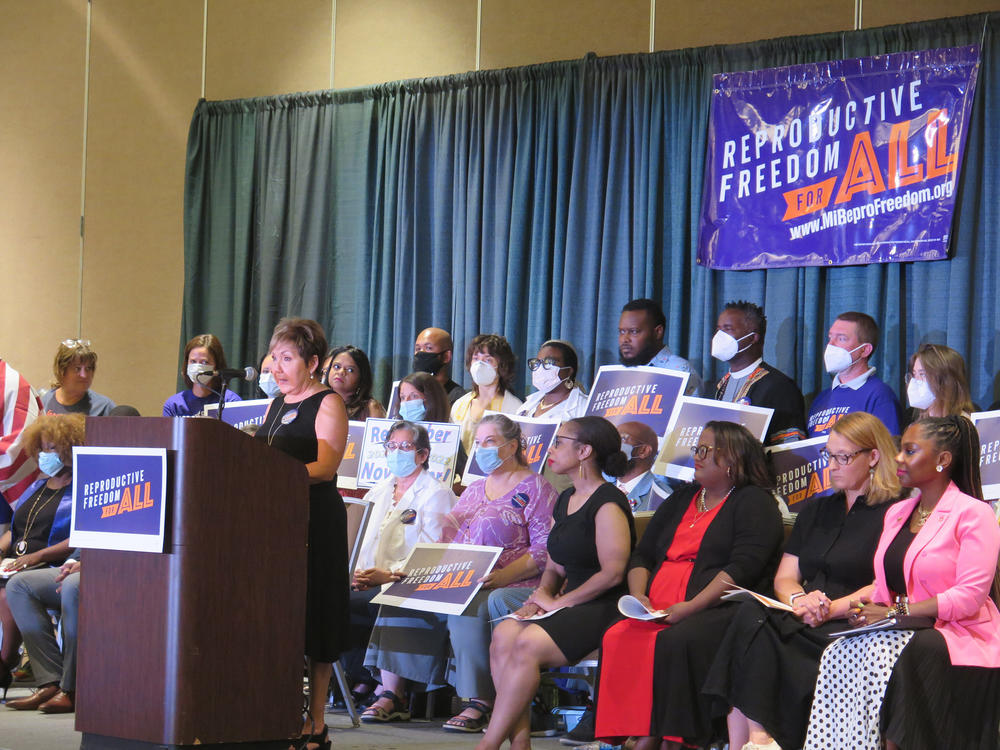 Supporters of a ballot measure to legalize abortion in Michigan gathered on Monday, after submitting hundreds of thousands of signatures to qualify for the November ballot.