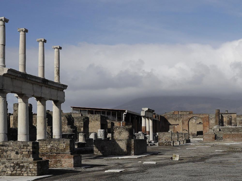 Clouds hang over the Vesuvius volcano in Pompeii, southern Italy, Jan. 25, 2021.