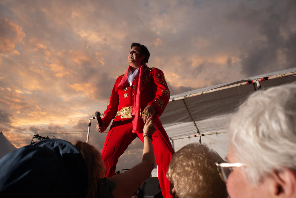 Chris Ayote onstage at the Michigan Elvisfest on Friday, July 8.