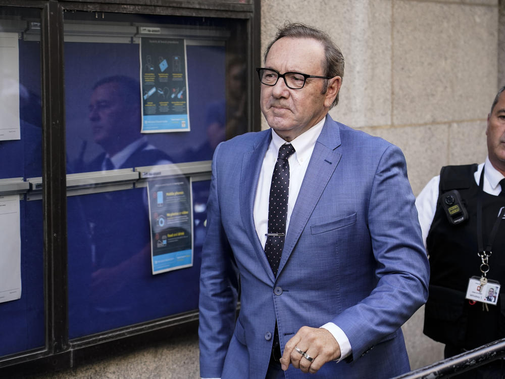 Actor Kevin Spacey arrives at the Old Bailey, in London, Thursday, July 14, 2022.